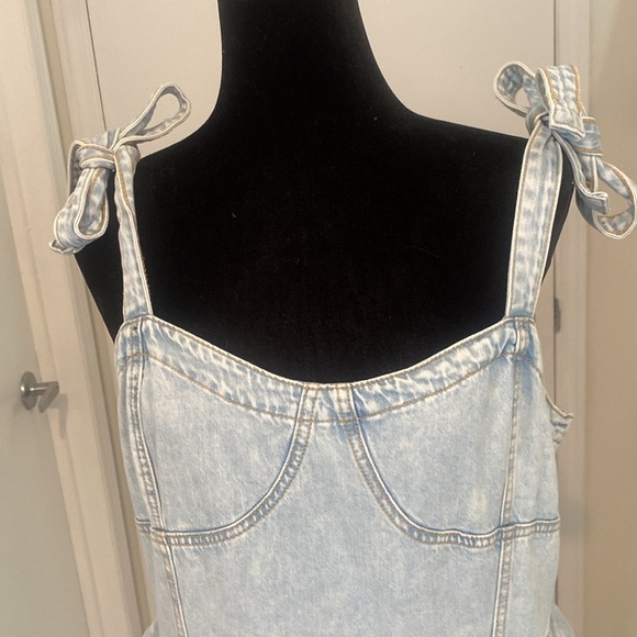 AMERICAN EAGLE Light Blue jean Denim Women’s Corset Dress Size X-Large - Picture 4 of 17